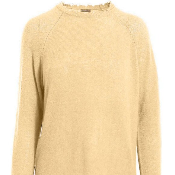 Minnie Rose NWT Banana Yellow Fine Cotton Cashmere Frayed Edge